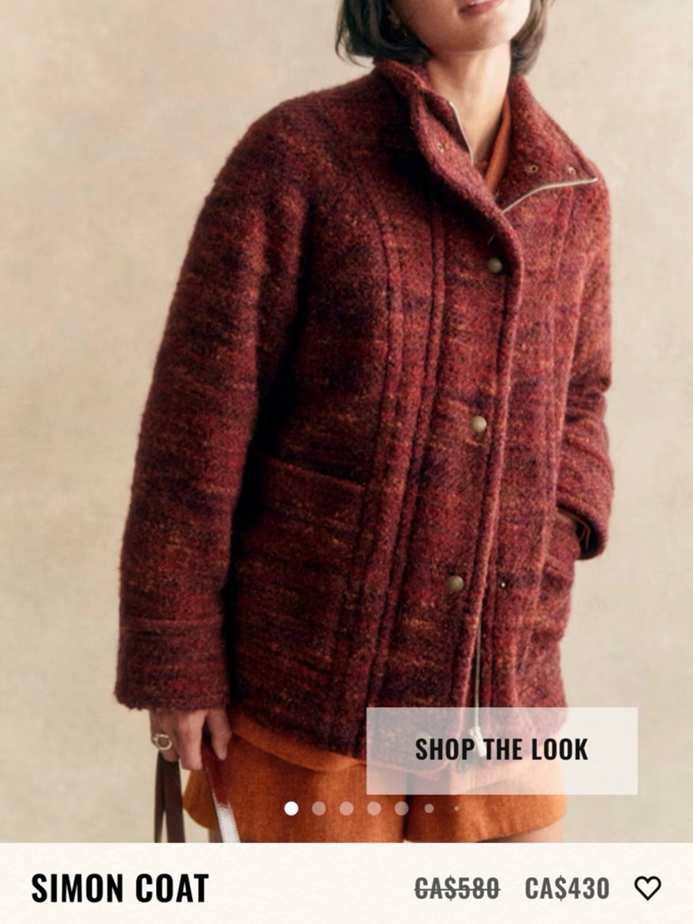 NWOT Sezane Simon Coat in Rust